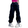 thumbnail image 2 of CUZIBR Girls Cargo Pants Solid Color Elastic Waist Multi Pockets High Waist Casual Loose Fit Comfortable Trousers Wide Leg Fashionable Lightweight Casual Joggers Trendy Dailywear,Black,3-4 Years, 2 of 4