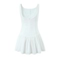 thumbnail image 2 of Women Summer Sleeveless Button Up Cinch Waist Pleated Hem Backless Solid Color Mini Tank Dresses White, 2 of 5