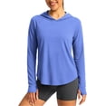 thumbnail image 2 of Tqcoqu Women's UPF 50+ Sun Protection Hoodie,Long Sleeve Hiking Fishing Lightweight UV Rashguard with Thumb Hole,Blue Women's S-XXXL, 2 of 5