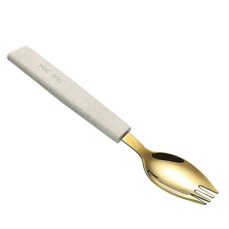 

Wheat Straw Material Handle Stainless Steel Spoon Soup Salad Spork Home Tableware Dinnerware