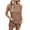 Khaki, variant on Women's Waffle Two Piece Set, Sleeveless Crew Neck Tank Top with Side Pocket Craft, Matching High Waist Short Pants, Soft Texture Casual Outfit for Summer Daily Leisure Lounging