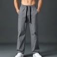 thumbnail image 4 of Turilly Sweatpants Plus Size Men's Relaxed Fit Cargo Pants Front Patch Pockets Drawstring Elastic Waist Casual Trousers, 4 of 9