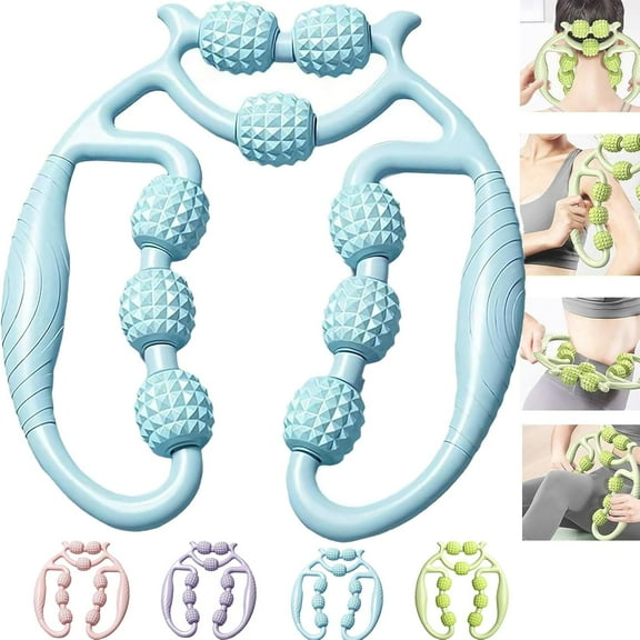 Relajador De Piernas,Handheld 9 Wheels Circular Ring Roller Leg Clamp,Multipurpose Massage Tools for Women and Men Muscle Pain Relief, for Massage Elbow Legs
