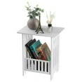 thumbnail image 3 of HEJULIK European White Modern Nightstand Simple Mini Coffee Table Magazine Table Rustic Living Room Small Square Table, 3 of 9