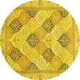 thumbnail image 1 of Ahgly Company Machine Washable Indoor Round Abstract Yellow Modern Area Rugs, 6' Round, 1 of 4