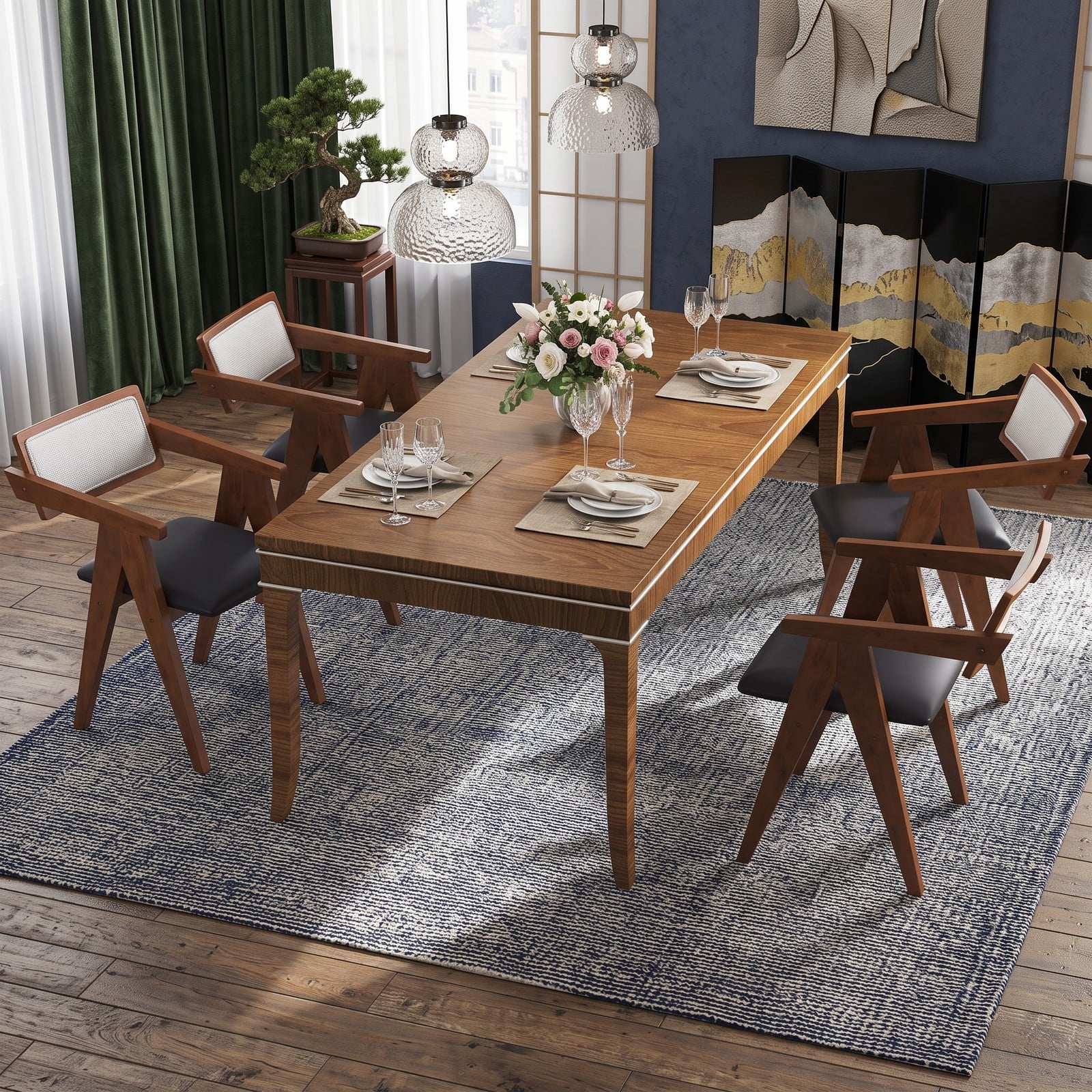 Furnibear Mid Century Modern Accent Chairs Set of 2, Upholstered Leathaire Armchair with Solid Rubber Wood Frame, Sherpa Backrest Living Room Bedroom Side Chair, Walnut