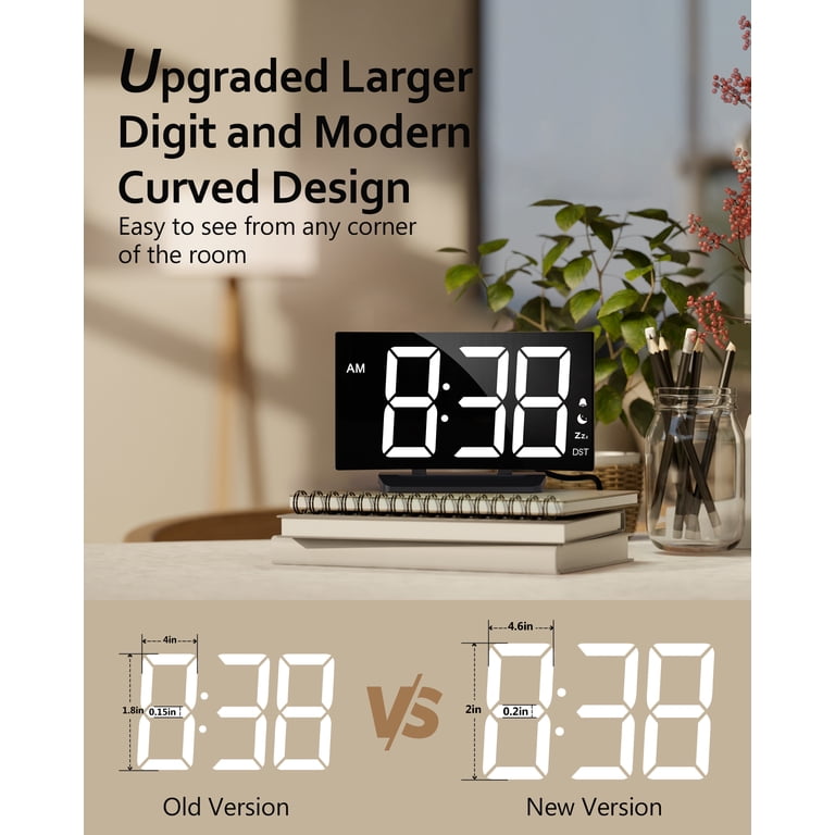Mpow Curved Digital Alarm Clock, White photo 2