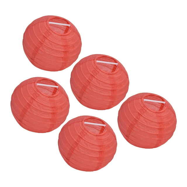 Red Round Paper Lanterns, Simple Use Decoration Red Lanterns Hanging Decorative For Birthday Weddings