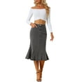 thumbnail image 2 of INSPIRE CHIC Women's Skirts Fishtail Bodycon High Waist Midi Jean Denim Skirt S Black Gray, 2 of 6