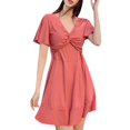 thumbnail image 1 of Gibobby Traje de baño completo mujer Traje de baño de manga corta con cordón sólido a la moda para mujer(Rojo,Talla única), 1 of 4