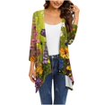 thumbnail image 2 of QATAINLAV Women 2025 Summer Cardigan, Casual Open Front 3/4 Sleeve Shirt Fall Fashion Floral Print Shawl Duster Cardigans Going Out Streetwear Birthday Gifts Multicolor XXL, 2 of 6