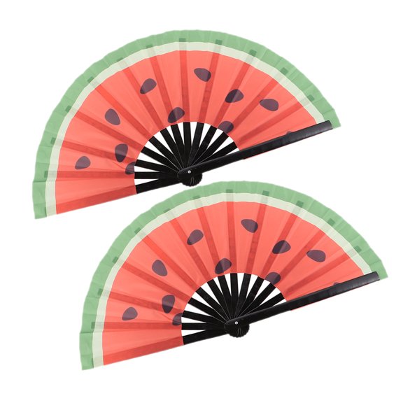 OULII  Large Hand Fan Multi Color Wooden Polyester for Cooling and ce Performances 2Pcs