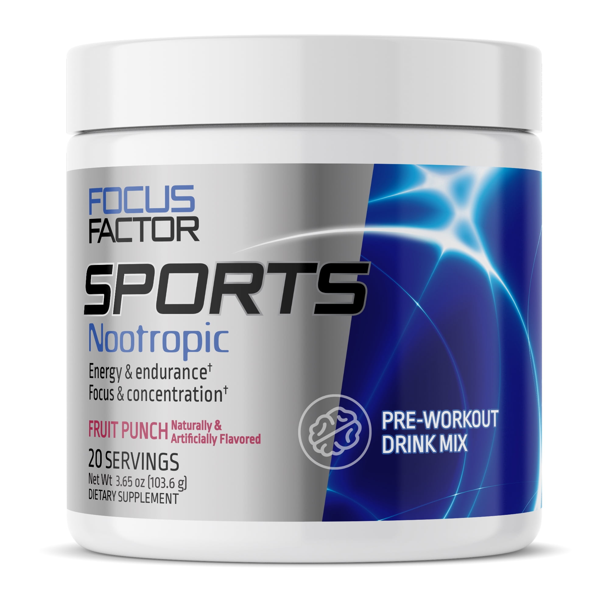 Focus Factor Sports - Pre Workout Powder for Energy, Endurance, Focus & Concentration