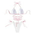 thumbnail image 5 of Elainilye Fashion Womens Bikini Set Two Piece Bathing Suit Sexy Love Drawstring Bikini Swimsuit Swimwear,White, 5 of 7