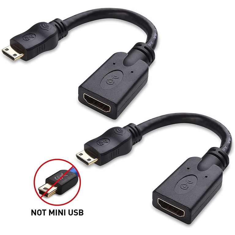 Cable Matters Mini HDMI to HDMI Adapter 6 Inches 2 Pack Support 4K