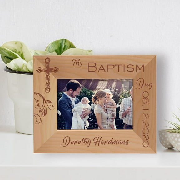 My Baptism Day Personalized Wooden Frame-5" x 3 1/2" Brown Horizontal