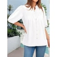 thumbnail image 3 of Women'S V-Neck Balloon Sleeve Top White L, 3 of 7