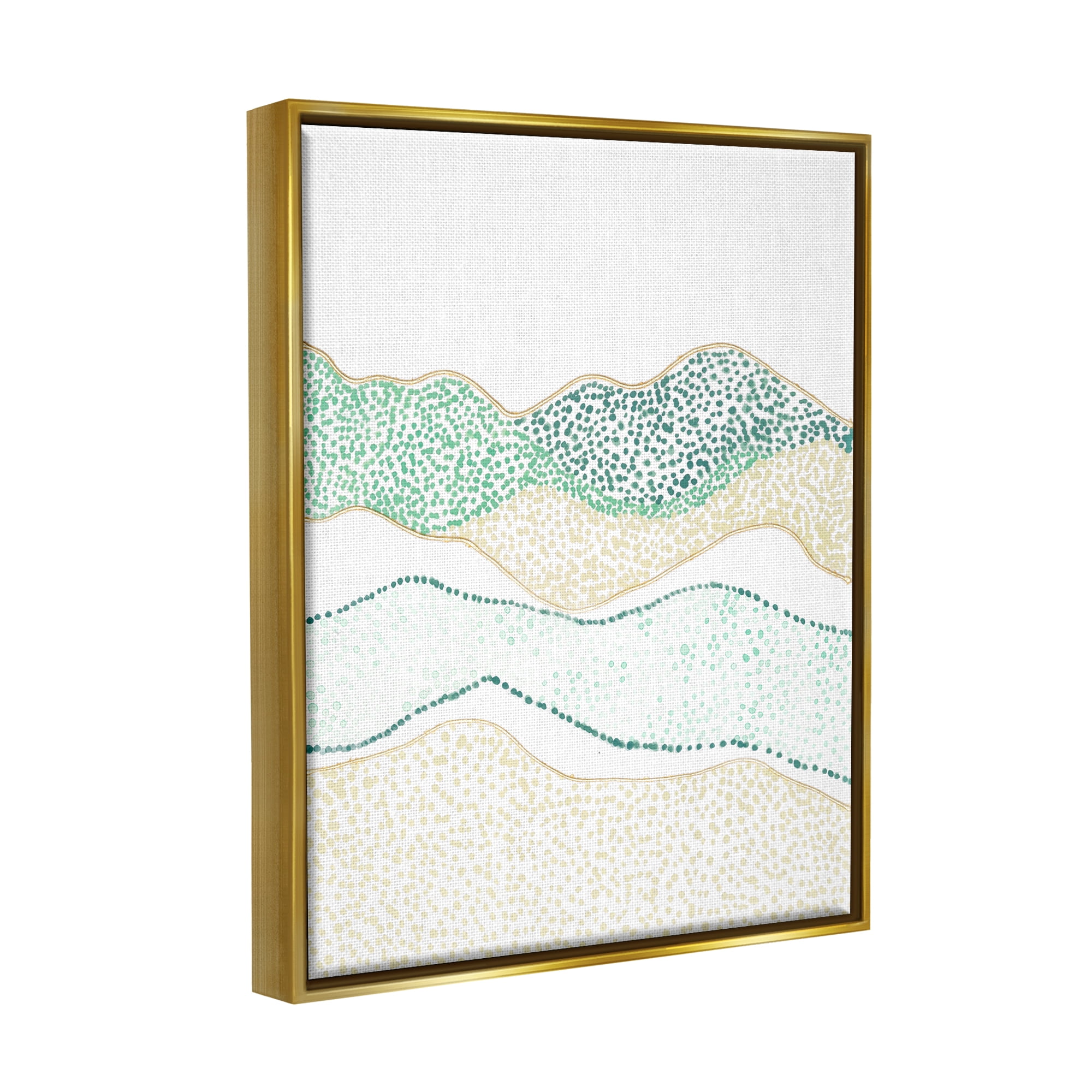 Stupell Industries Abstract Green Mountains Landscape Abstract Painting Gold Floater Framed Art Print Wall Art