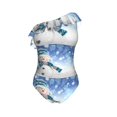 thumbnail image 4 of Yiaed Christmas Snowman In The Snow Print Women One Piece Swimsuits Tummy Control One Shoulder Bathing Suits Pattern Ruffle Swimwear-Medium, 4 of 8
