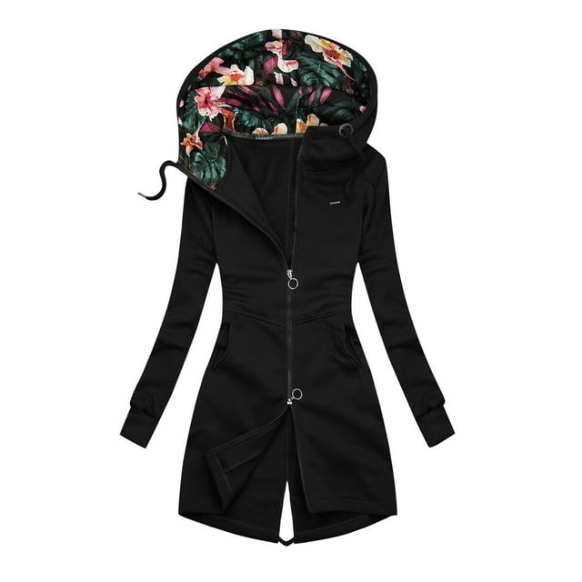 Veste à Capuche Mode pour Femmes Col Roulé Poche Zippée Manteau d'Hiver Décontracté Chaud
