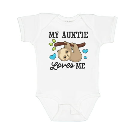 

Inktastic My Auntie Loves Me with Sloth and Hearts Gift Baby Boy or Baby Girl Bodysuit