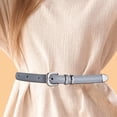 thumbnail image 3 of Dujiujun Women Thin Belt Multi Holes Adjustable Length Faux Leather Waistband Solid Color Dresses Shirt Belt Clothing Accessory, 3 of 8