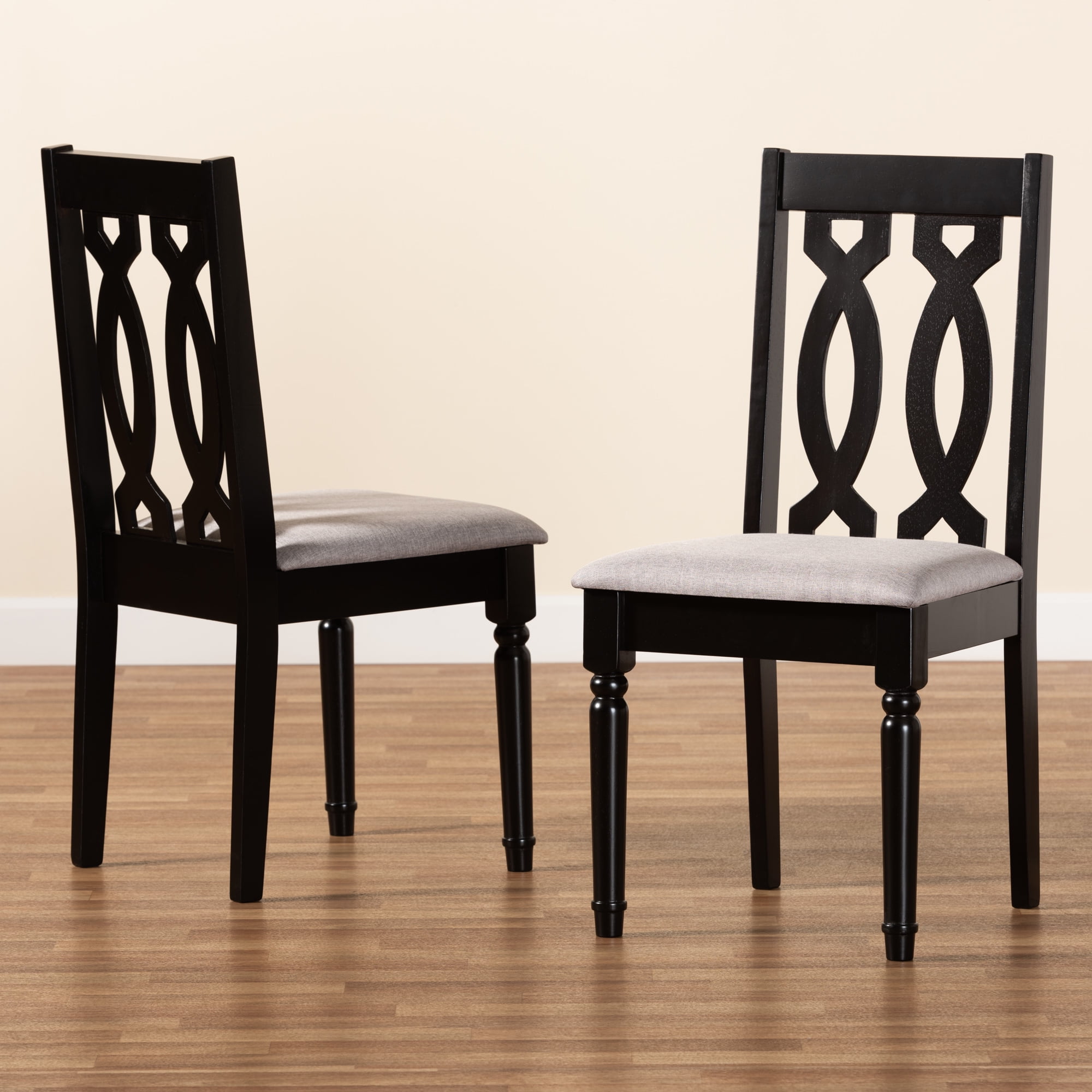 Baxton Studio Cherese Dining Chair, Set of 2, Grey and Dark Brown
