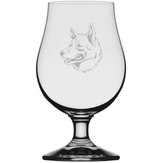 NORWEGIAN ELKHOUND Dog Themed Etched 13.25oz Iona Beer Glass