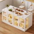 thumbnail image 5 of 78.7" White Modern Kitchen Island with Storage, LED Light, Drawers & Glass Doors for Dining Room, 5 of 9