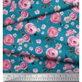 thumbnail image 2 of Soimoi Blue polyester Crepe Fabric Leaves & Ranunculus Floral Decor Fabric Printed Yard 52 Inch Wide, 2 of 3