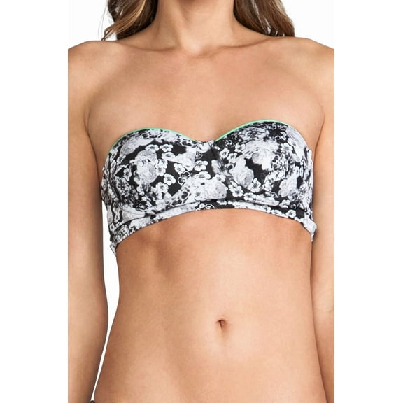 Zinke Women's Katie Bustier Bikini Top, Medium, Black/White Floral