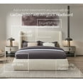 thumbnail image 4 of Queen Size Cream Platform Bed Frame 46" High Headboard Tall Upholstered Bed, 4 of 14