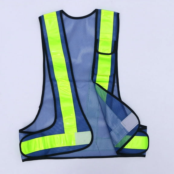 Worgeous 1pc Fishnet Safety Reflective Vest High Visibility Security Mesh Waistcoat for Cycling Outdoor Construction (Blue)