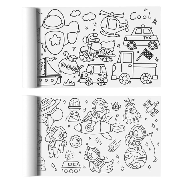2Pcs Kids Coloring Paper Roll Colorable Sticky with Tear off line 30cmx300cm Zulema Rollo de papel para colorear