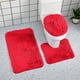 thumbnail image 4 of Juego de 3 Alfombras de Baño de Color Liso: Suaves Alfombras de Terciopelo Antideslizantes, Absorbentes y Lavables a Máquina. Disponibles En Varios Tamaños y Colores (Gris Oscuro, Azul y Rojo)., 4 of 7