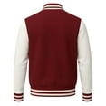 thumbnail image 4 of Men's Solid Plain Varsity Buttoned Original Leathered Thick Jacket, 4 of 6