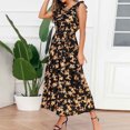 thumbnail image 4 of SMihono Robe Maxi Bohème d'Été pour Femmes Grande Taille Mode Décontractée Printemps et Été Imprimé Floral Sans Manches Col en V Robe de Plage, 4 of 8