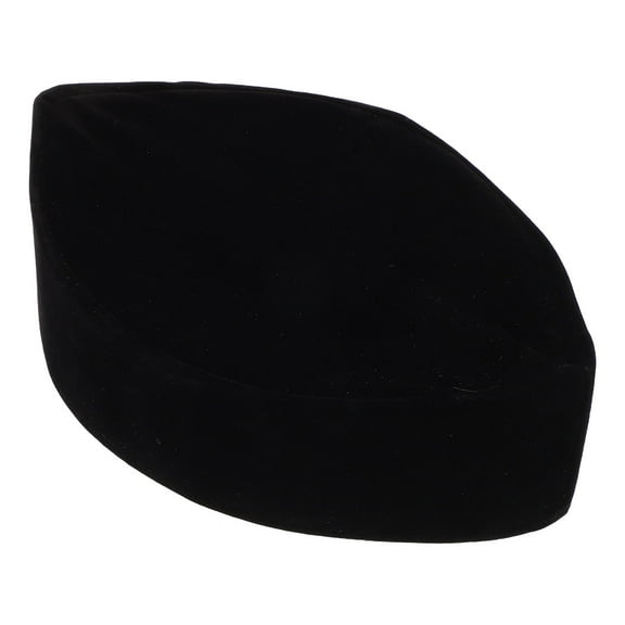 MEIBUTYUP Men's Soft Velvet Black Prayer Hat Southeast Asian Islamic Boat Style Cap