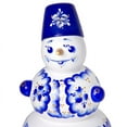 thumbnail image 3 of Snowman Music Box Figruine Gzhel pattern Sculpted Hand-Painted Musical Figure Christmas Figurine Xmas Present, 3 of 4