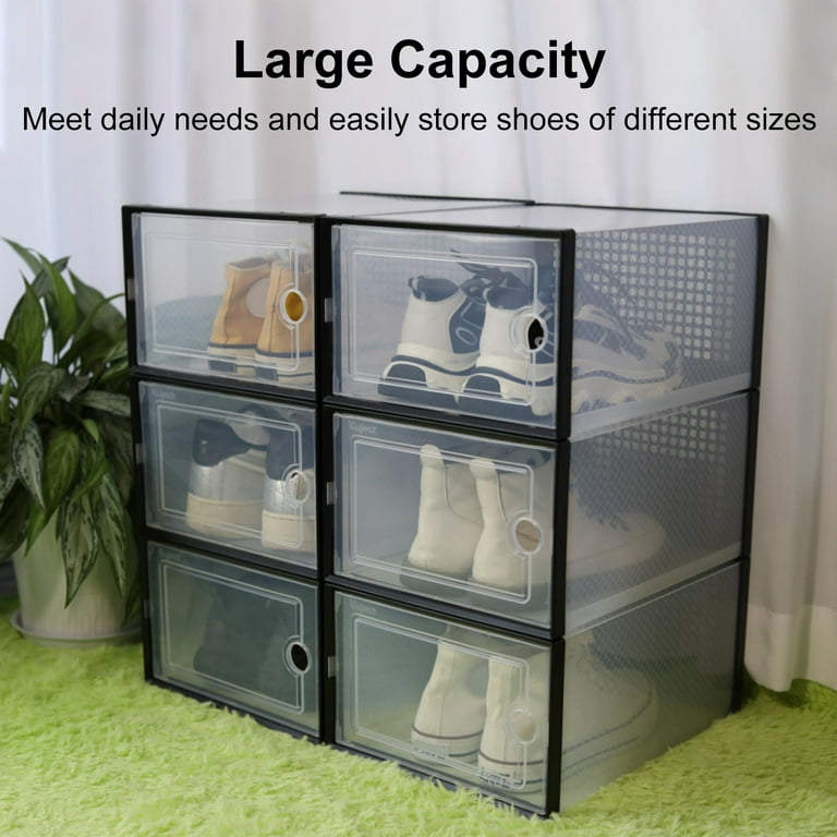 ANQIDI Dust-proof Shoe Rack Organizer 12-Tiers Stackable 96 Pairs DIY Shoe  Storage Cabinets Stand Clear Plastic Shoe Boxes (4*12)