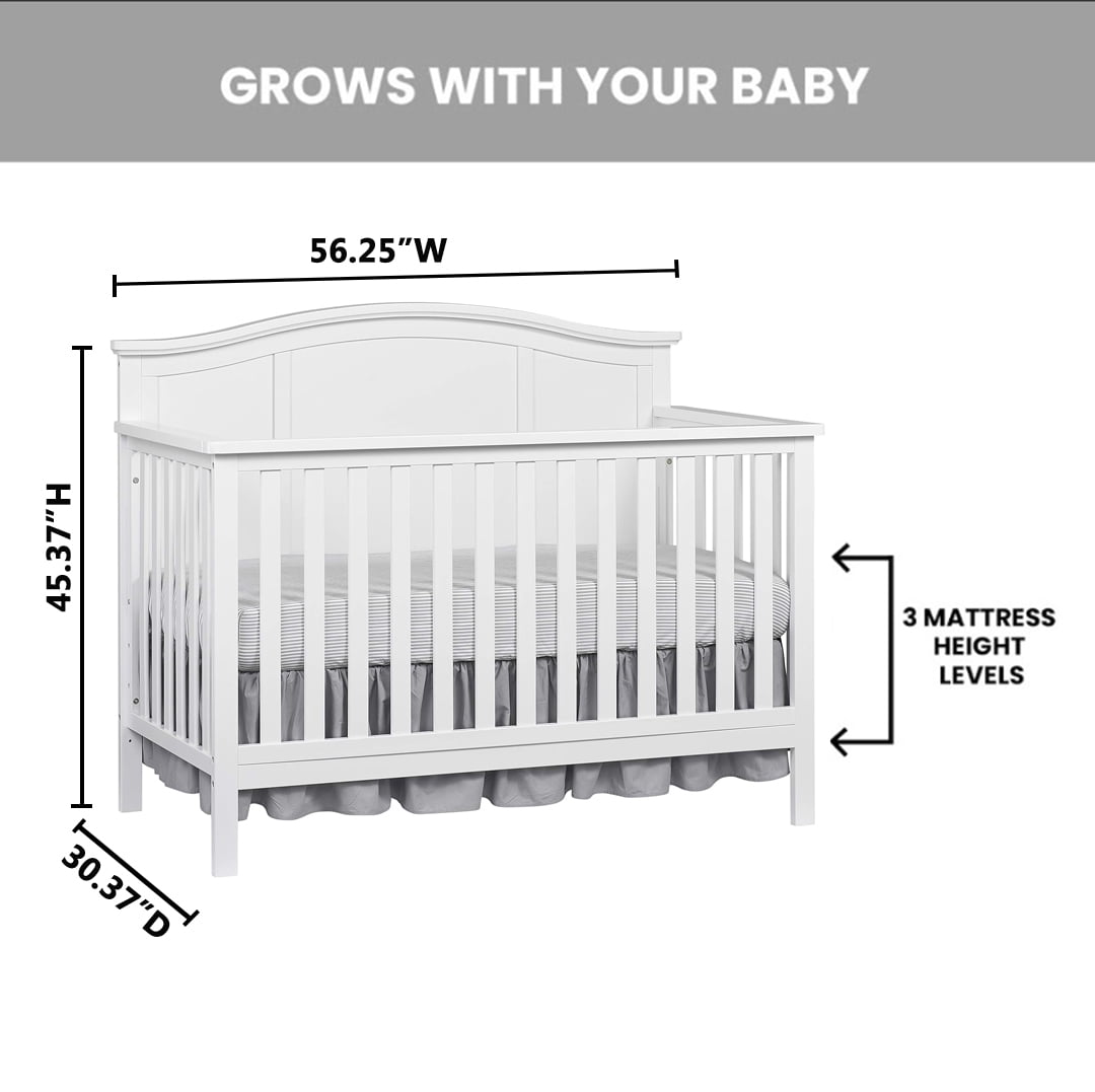 Oxford Baby Emerson 4-in-1 Convertible Crib, Snow White, GREENGUARD Gold Certified, Wooden Crib