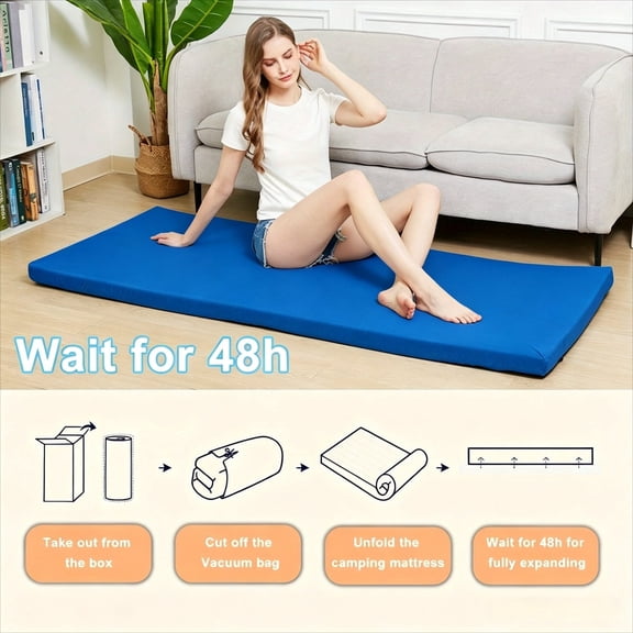 Memory Foam Camping Mattress - Portable Roll-Up Sleeping Pad for Car, Tent, Cot & Floor, Comfortable & Compact with Travel Bag