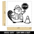 thumbnail image 2 of Construction Worker Beaver Builder with Stop Sign Self-Inking Rubber Stamp Ink Stamper - Red Ink - Small 1 Inch, 2 of 7