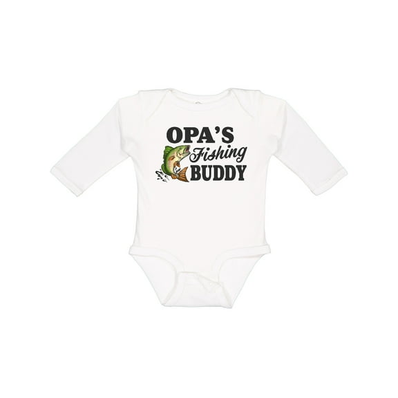 Inktastic Opa's Fishing Buddy Boys Long Sleeve Baby Bodysuit