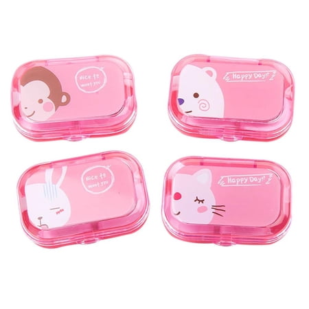 Portable Container Travel Cartoon Mirror Contact Lens Case Storage Box Eye Care PINK