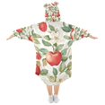 thumbnail image 2 of FORMRS Wearable Blanket Hoodie with Sleeves for Kids Cozy Flannel Sweatshirt, Beige Apple Pattern, 2 of 7