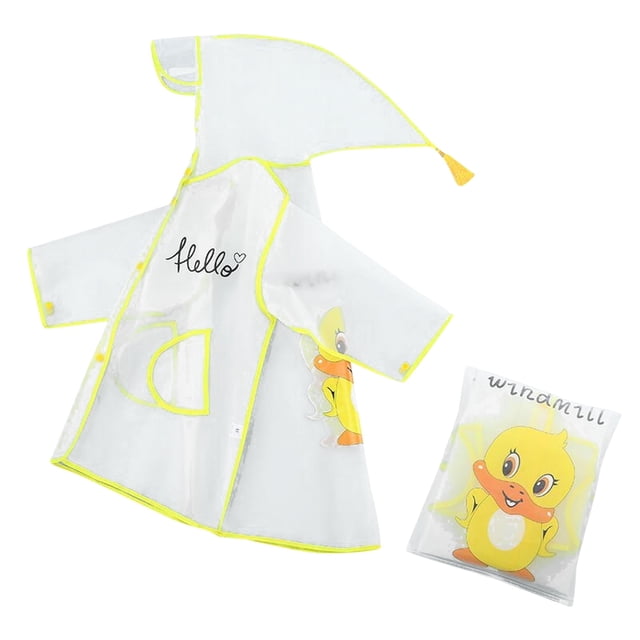 Baby Girls Children'S Raincoat Boy Cartoon Rabbit Pattern Eva Transparent Poncho With Hat Fashion Transparent 18-24 Months