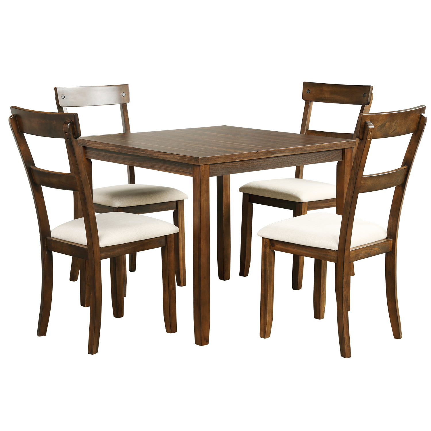 5 Piece Dining Table Set Industrial Wooden Kitchen Table And 4 Chairs For Dining Room American Walnut Walmartcom Walmartcom