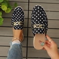 thumbnail image 2 of SuTry Women's Polka Dot Mules Slip On Metal Buckle Decor Round Toe Platform Comfortable Casual Walking Half Shoes Outerwear(43), 2 of 9