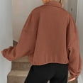 thumbnail image 5 of WTOBBY Women's Fashion Solid Color Baseball Jacket with Long Sleeve, High Neck, Drawstring Hem, and Pockets,Brown XL, 5 of 7